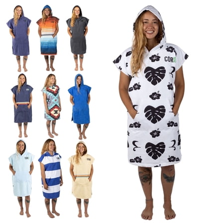 COR Surf Microfiber Poncho Changing Towel Bath Robe with Hood for Water Sports (Medium - Hawaiian)