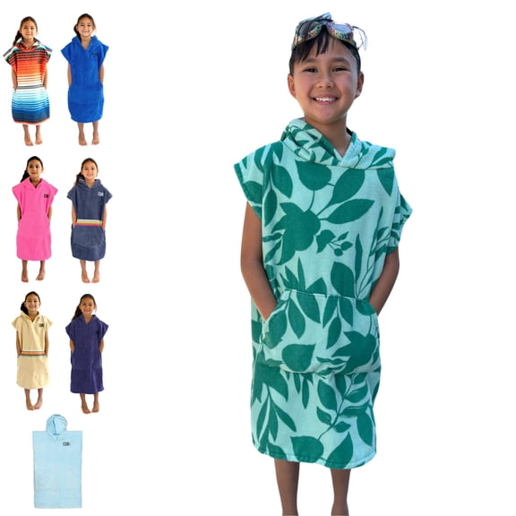 COR Surf Poncho Changing Towel Robe with Hood and Front Pocket for Kids, Doubles Up As Beach Towel and Blanket - Kailua