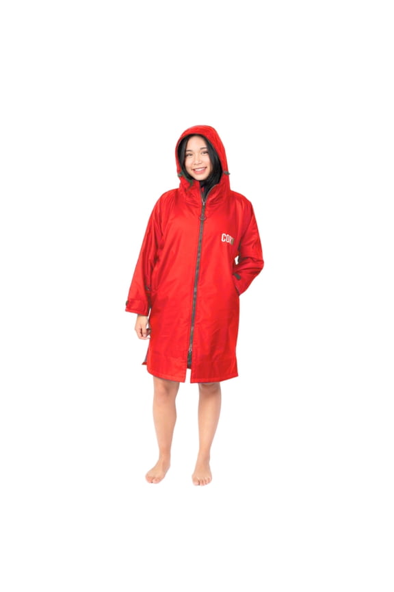 Swim Parka for Youth and Adults | Towel-Lined Weatherproof Swimming Jacket for Men, Women, and Kids(Red XS)