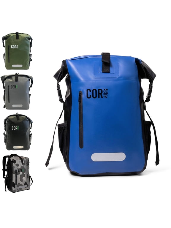 Waterproof Dry Bag Backpack with Padded Laptop Sleeve Heavy Duty Roll-Top Pack (Dark Blue, 25L)