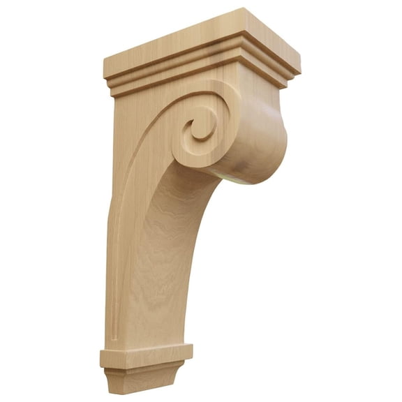COR05X08X16SCCH Scroll Wood Corbels, 5 1/2"W x 8 1/4"D x 16"H,