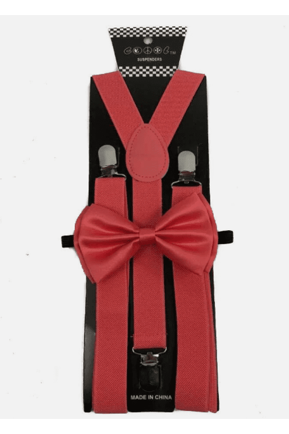 CORAL PINK SALMON Bow Tie & Matching Suspenders Tuxedo Wedding Party Accessories Adult Teen Size Wedding Prom