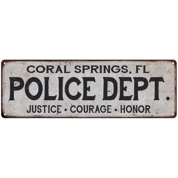 CORAL SPRINGS, FL POLICE DEPT. Home Decor Metal Sign Gift 6x18 106180012198