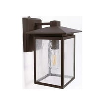 CORAMDEO Dusk to Dawn Outdoor Square Wall Lantern, High Quality anti flicker Photocell Sensor turns on when it gets dark and off again at dawn, Rustic Bronze Finish & Seeded Glass (W018PS-E26-RBZ)