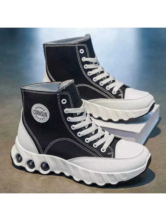 Fashion High‑Top Platform Sneakers For Men Lace Up Versatile Daily Casual Footwear