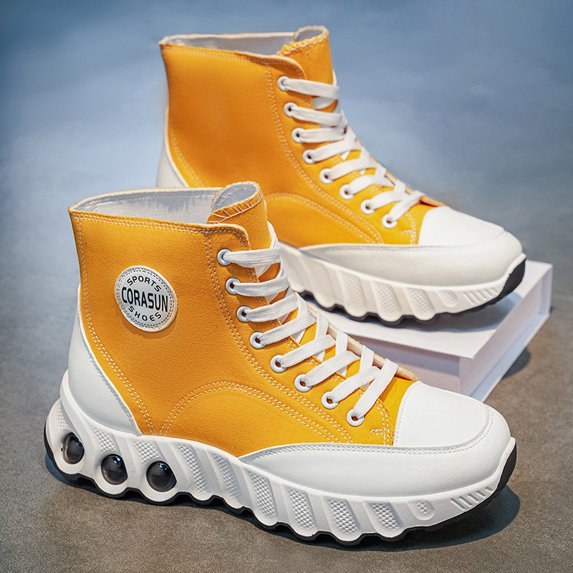 CORASUN Fashion High‑Top Platform Sneakers For Men Lace Up Versatile Daily Casual Footwear