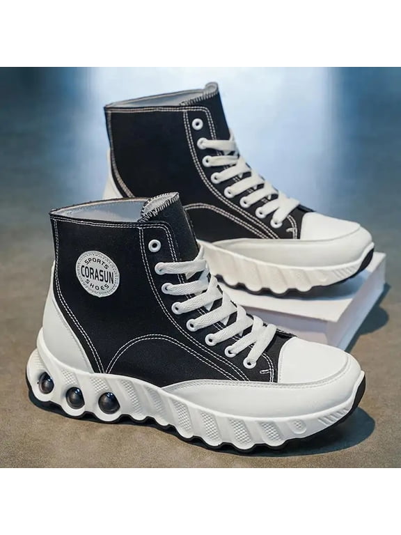 Fashion High‑Top Platform Sneakers For Men Lace Up Versatile Daily Casual Footwear