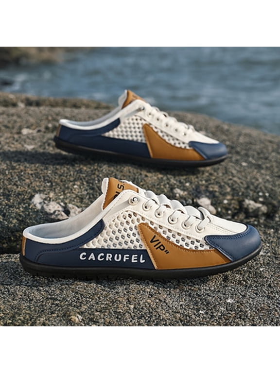 Men's Breathable Lightweight Athletic Shoes | Non-Slip Durable Mesh Casual Driving Mules | Slip-On Backless Sneaker for Daily Walking, Beach, & Outdoor Travel