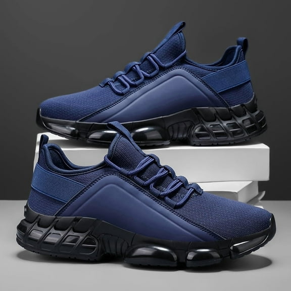 CORASUN Men's Fashion Breathable Knit Running Shoes, Lace-Up Casual Training Sneakers, Lightweight Anti-Slip PVC Air Cushion Sole