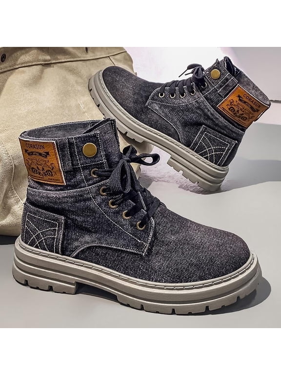Men's Individual Denim-Look Casual Boots - Trendy Workwear Style, Durable and Windproof