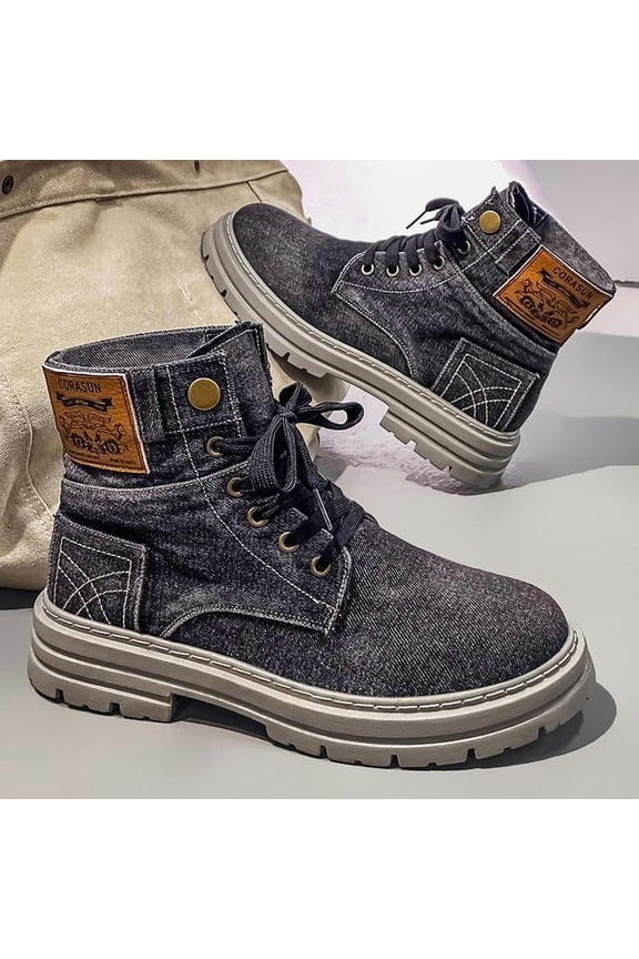 Men's Individual Denim-Look Casual Boots - Trendy Workwear Style, Durable and Windproof