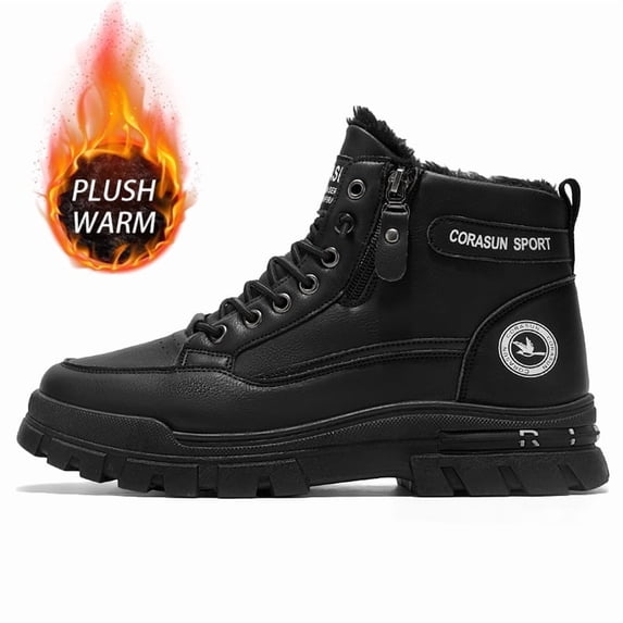 CORASUN Men's Mid Top Side Zipper Winter Snow Boots for Daily Outdoor Use, Botas para Hombres