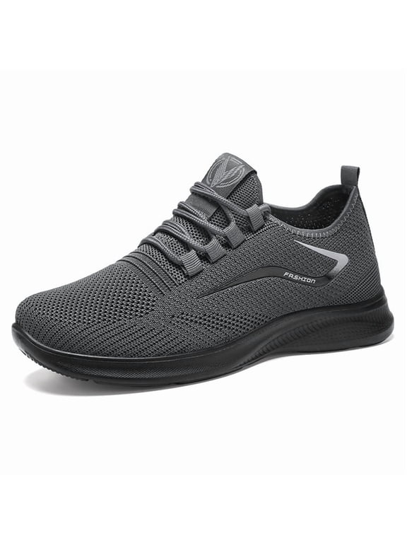 Men's Running Shoes Breathable Fly-knit Sneakers, Lightweight Non-Slip Athletic Tennis Shoes for Walking, Gym, Jogging & Casual Work