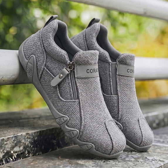 CORASUN Men's Side Zip Slip On Walking Shoes Wide Toe Comfort Casual Footwear for Daily Travel and Light Outdoor Activities