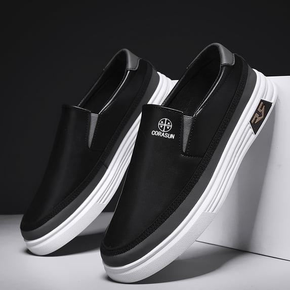 CORASUN Men's Slip On Loafer Shoes, Thick Platform Sole Casual Sneakers, Lightweight Non Slip Daily Walking Shoes