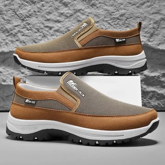 CORASUN Men's Slip-On Walking Shoes, Comfortable Casual Outdoor Loafers for Everyday Wear.