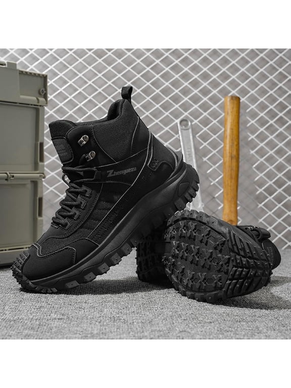 Men's Tactical Work Boots, Non-Slip & Waterproof Outdoor Hiking Shoes, Durable Ankle Support for Camping, Construction & Daily Commute