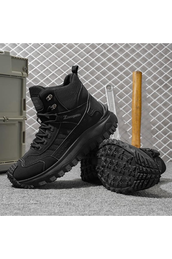 Men's Tactical Work Boots, Non-Slip & Waterproof Outdoor Hiking Shoes, Durable Ankle Support for Camping, Construction & Daily Commute
