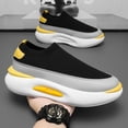 thumbnail image 1 of CORASUN Men's Thick Sole Flyknit Walking Shoes, Breathable Lightweight Slip-on Sneakers for Gym, Casual Work & Travel, Black and Yellow, 1 of 9