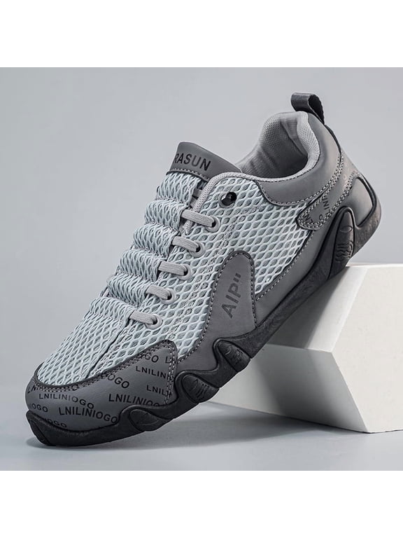 Men's low-top round-toe lace-up shoes with printed splicing and color-block design. Stylish, trendy and versatile, this four‑season casual men's sneaker is suitable for outdoor sports, hiking