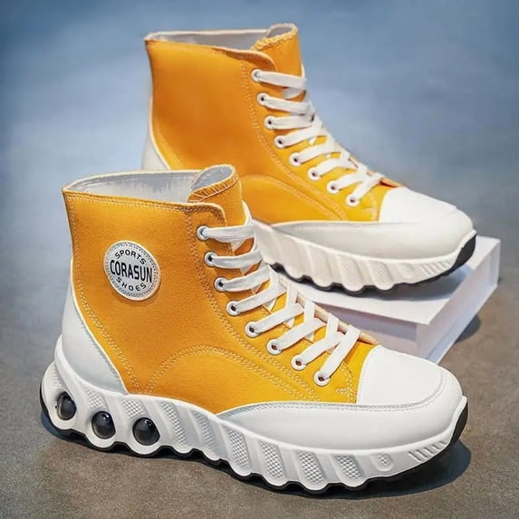 CORASUN Mens Lace‑Up High‑Top Casual Sneakers Stylish Thick Sole All Day Daily Shoes