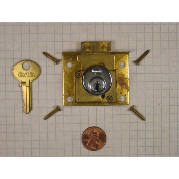 CORBIN #0666 DEADBOLT DRAWER LOCK, 7/8" BARREL, POLISHED CHROME, KEY #4T14716