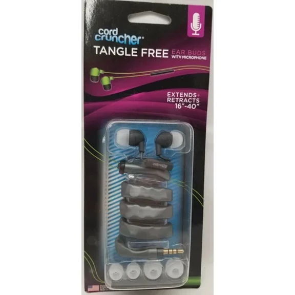 CORD CRUNCHER TANGLE-FREE EAR BUDS - 16"-40" - NIP