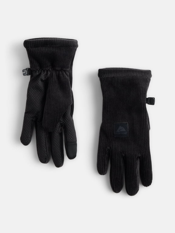 Women's Corduroy Commuter Ski Gloves, Black Soot, S/M