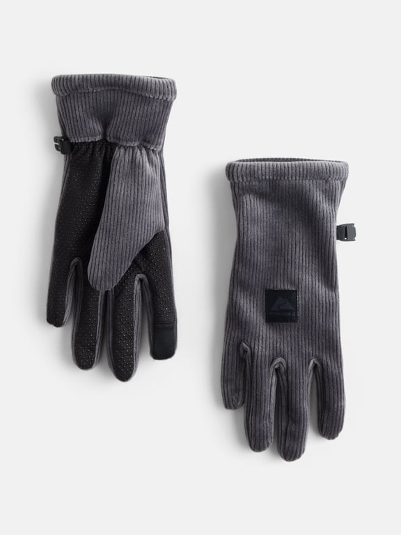 Women's Corduroy Commuter Ski Gloves, Charcoal, L/XL