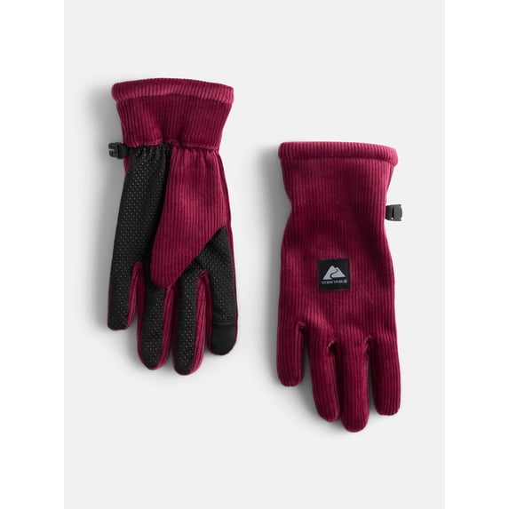 Ozark Trail Women's Corduroy Commuter Ski Gloves, Red Pomegranate, L/XL