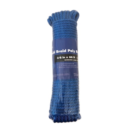 CORDA Solid Braid Rope, Blue, Polypropylene, 3/8" x 66'