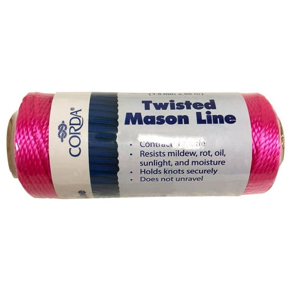 CORDA #18 x 225 ft Twisted Mason Line with High Visibility and Secure Hold