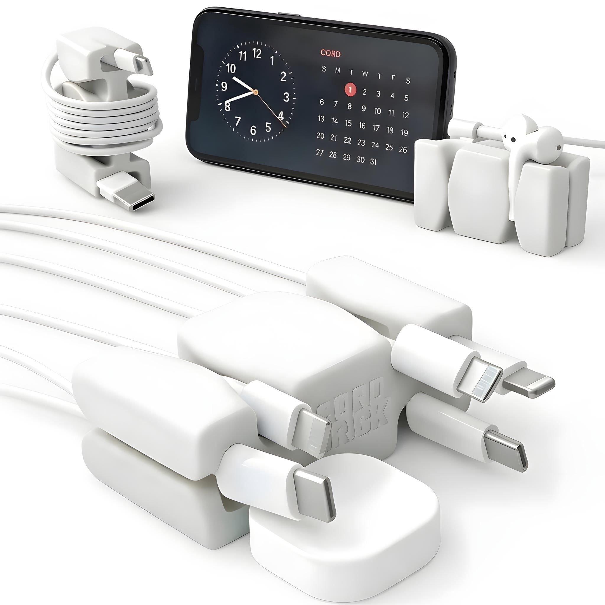 CordBrick/DeskBrick Bundle Weighted Cord Holders For Nightstand & Desk - Phone Charger Cable Management Travel, Phone Accessory, Stocking Stuffer - Gift For Home, Office - Gray - View #7