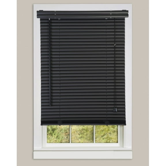 CORDLESS VINYL MINI BLIND BLACK, 36" X 64"