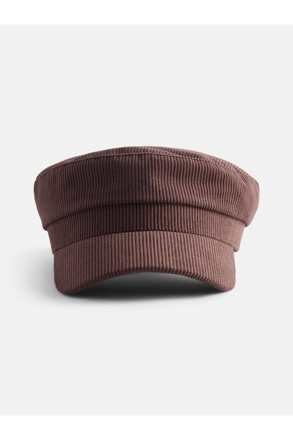 Women's Corduroy Baker Boy Hat, Chocolate