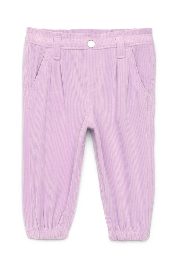 Baby Girl Paper Bag Waist Corduroy Jogger Pants, Sizes 0M-24M