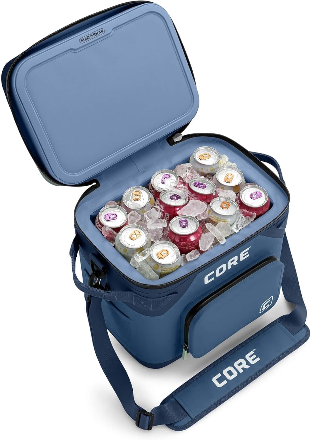 CORE 18 Can Climakeep Magnetic Soft Cooler, Leakproof Cooler, Waterproof Zipper, Navy