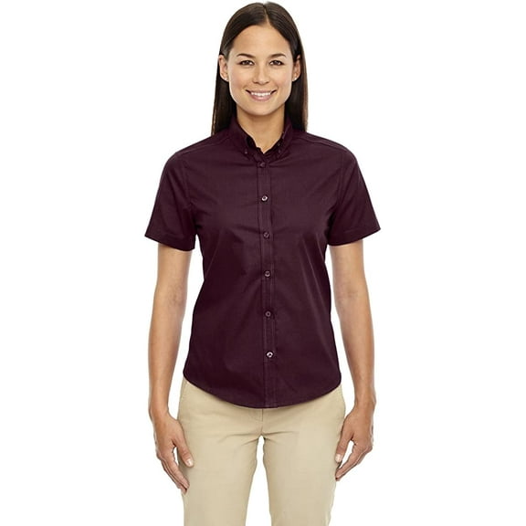 CORE 365 Ladies' Optimum Short-Sleeve Twill Shirt 78194 Burgundy 3XL