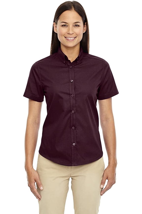 Ladies' Optimum Short-Sleeve Twill Shirt 78194 Burgundy 3XL