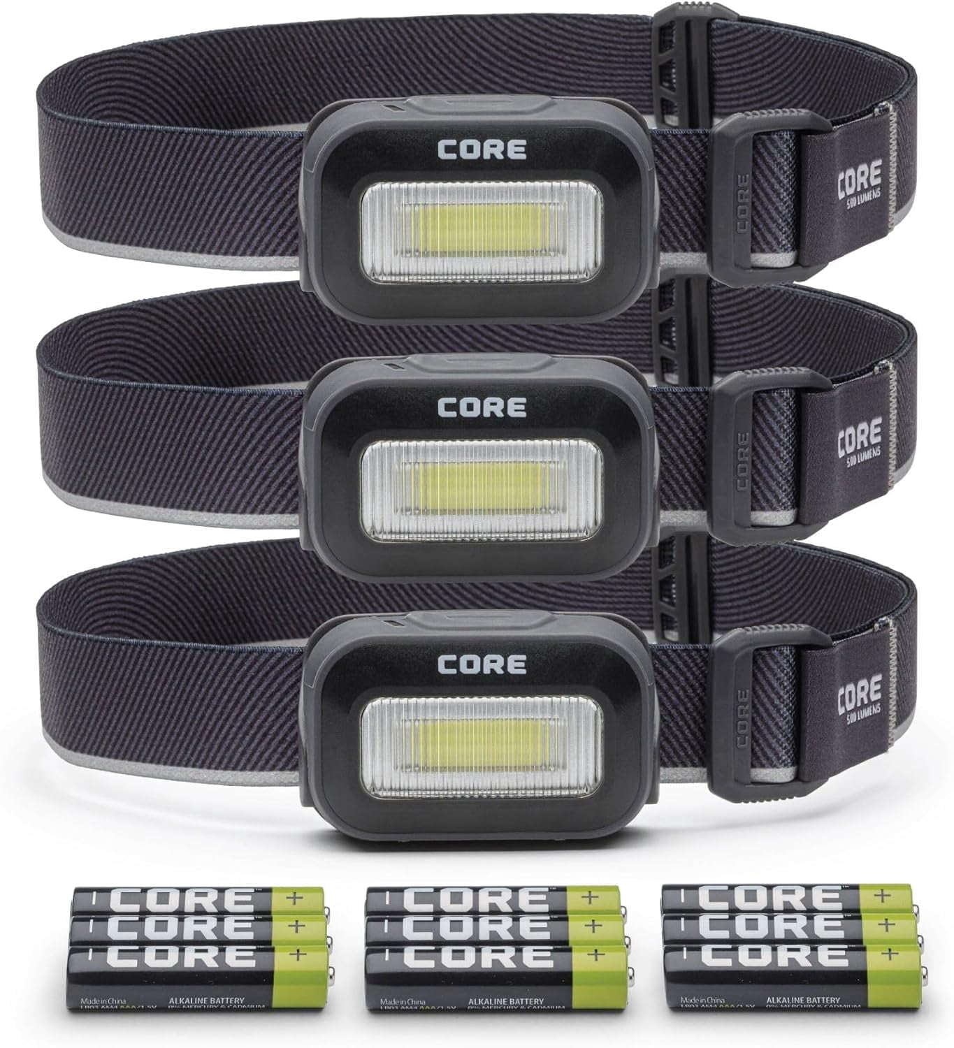 CORE 500 Lumen 3AAA Headlamp, 3 Pack, Hands Free Lighting