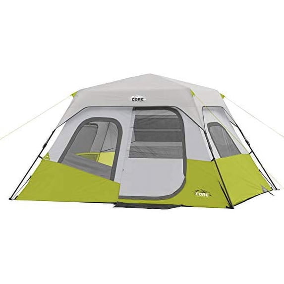 CORE 11' x 9' 6 Person Instant Cabin Camping Tent, 23lbs, Light Gray