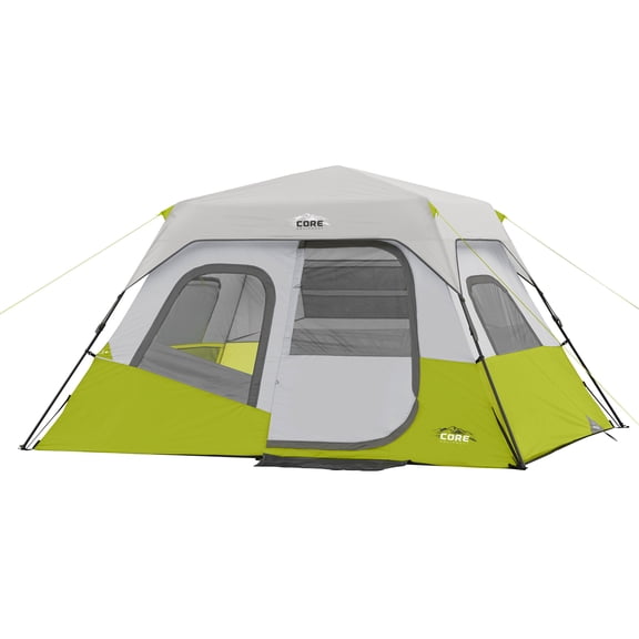 CORE 11' x 9' 6 Person Instant Cabin Camping Tent, 23lbs, Light Gray