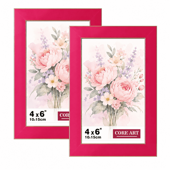 CORE ART 4x6 Pink Picture Frames, Set of 2, HD Plexiglass, Wall or ...