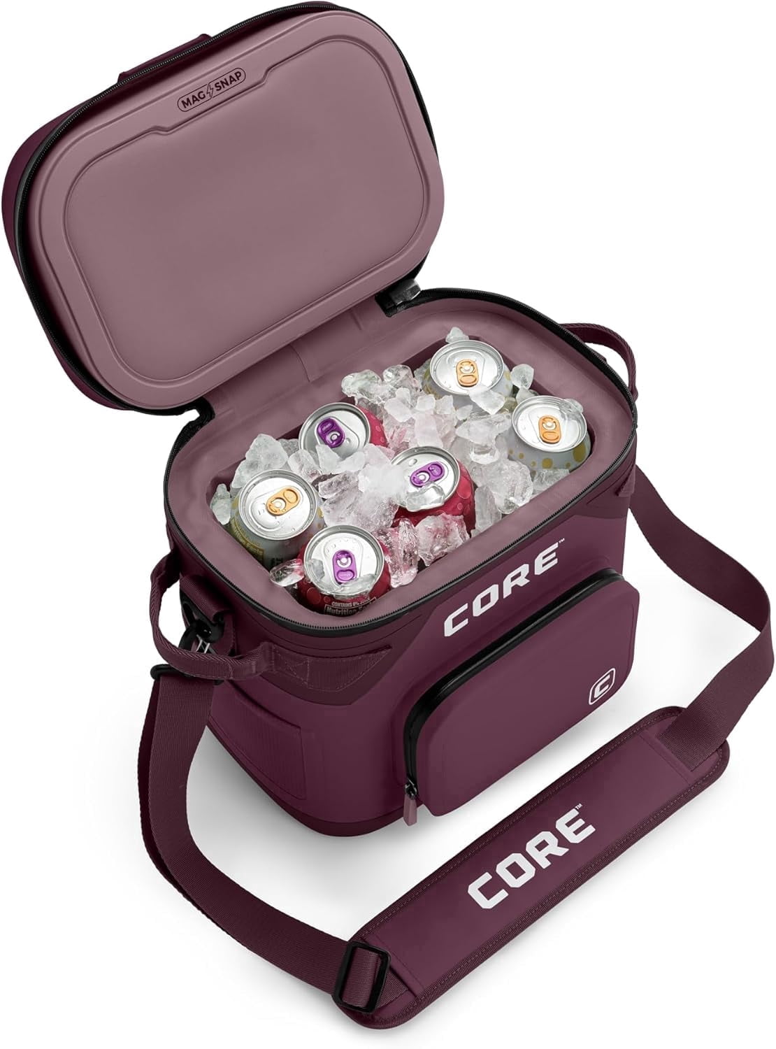 CORE 12 Can Climakeep Magnetic Soft Cooler, Leakproof Cooler, Waterproof Zipper, Mulbery
