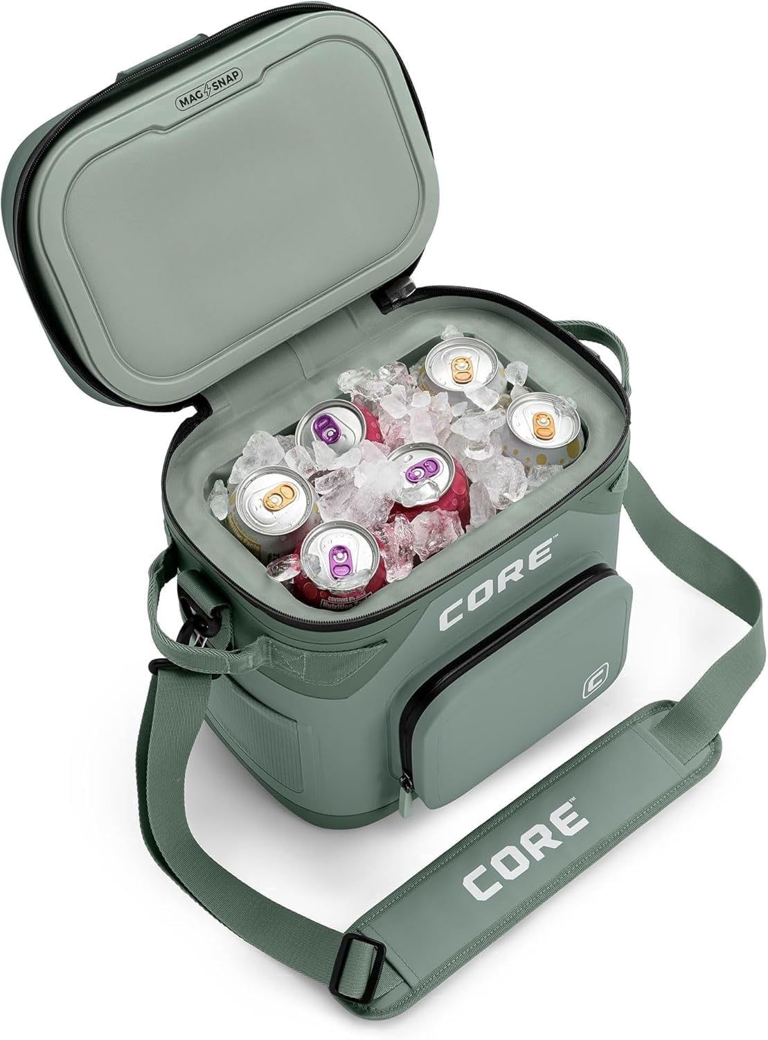 CORE 12 Can Climakeep Magnetic Soft Cooler, Leakproof Cooler, Waterproof Zipper, Sage