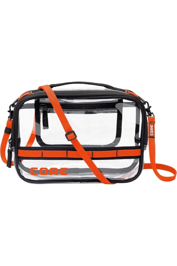 CORE Clear Stadium Approved Handbag with Adjustable Strap, Orange, 2 Liter