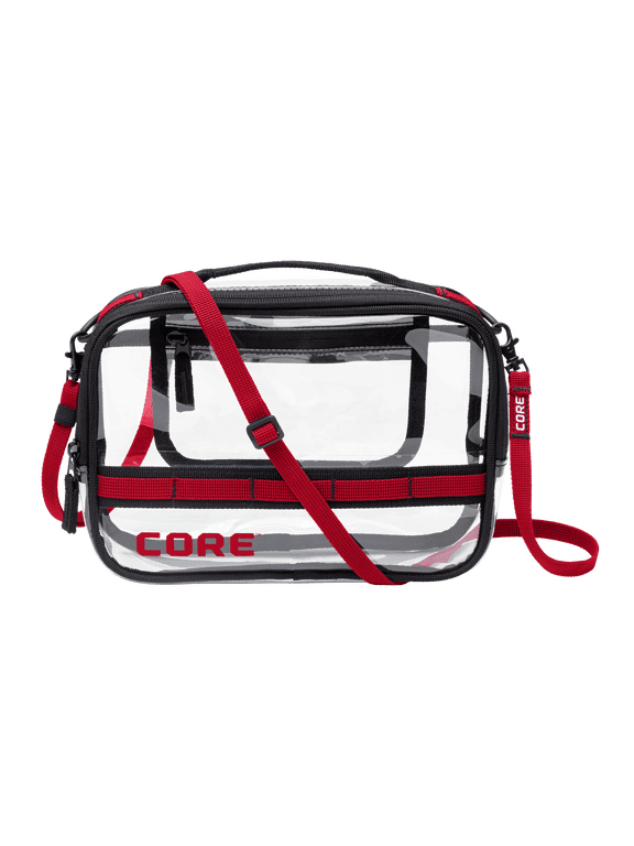 CORE Clear Stadium Approved Handbag with Adjustable Strap, Red, 2 Liter
