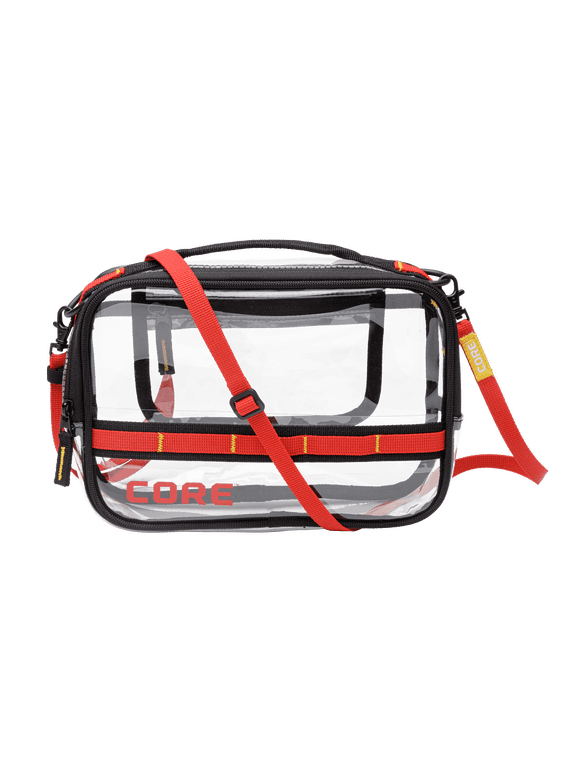CORE Clear Stadium Approved Handbag with Adjustable Strap, Red & Gold, 2 Liter
