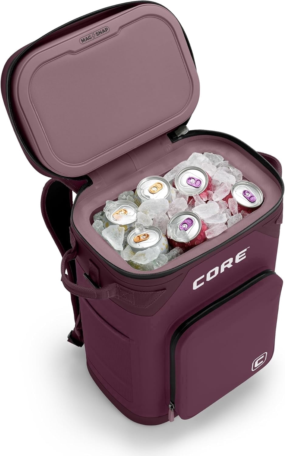 CORE 24 Can Climakeep Magnetic Soft Cooler, Leakproof Cooler, Waterproof Zipper, Mulberry