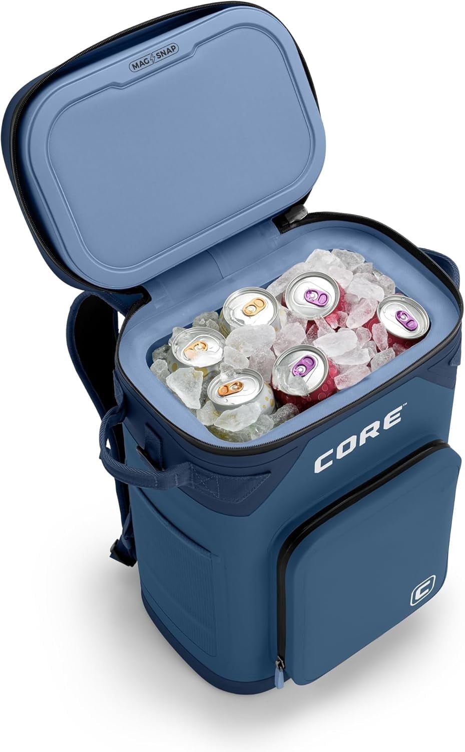 CORE 24 Can Climakeep Magnetic Soft Cooler, Leakproof Cooler, Waterproof Zipper, Navy